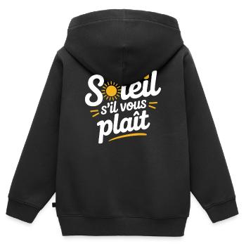 soleil s'il vous plait - sommerzeit - Kinder Premium Organic Zip Hoodie - Schwarz - Hinten - AI Model Kid Male (0cm)