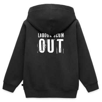 Labour Scum Out Protest Design - Kinder Premium Organic Zip Hoodie - Schwarz - Hinten - AI Model Kid Male (0cm)