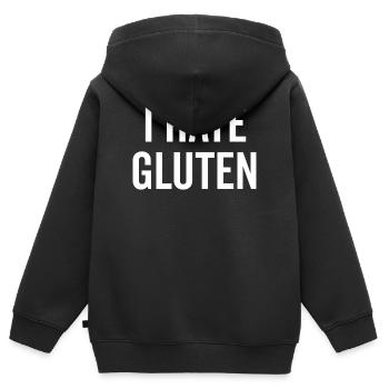 Ich hasse Gluten - Kinder Premium Organic Zip Hoodie - Schwarz - Hinten - AI Model Kid Male (0cm)