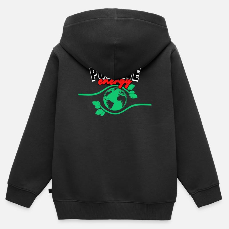 Positif - Sweat Premium à capuche zippé enfant bio - noir