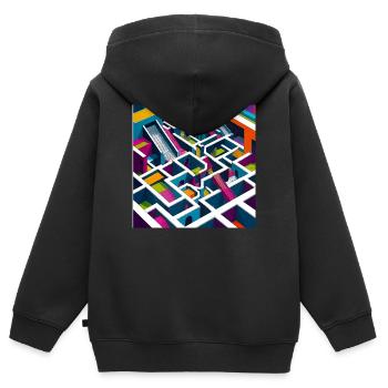 Abstractico Geometric Labyrinth - Kids Premium Organic Zip-up Hoodie - black - Back - AI Model Kid Male (0cm)