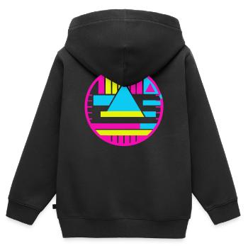Testzeichen New Wave - Kinder Premium Organic Zip Hoodie - Schwarz - Hinten - AI Model Kid Male (0cm)