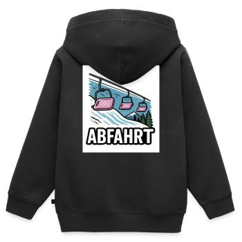 Remontée mécanique et motif montagne avec charme d’aventure - Sweat Premium à capuche zippé enfant bio - noir - Dos - AI Model Kid Male (0cm)
