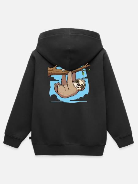 Faultier - Kinder Premium Organic Zip Hoodie - Schwarz