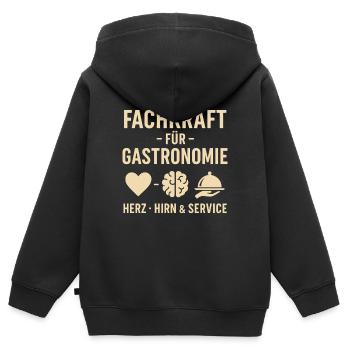 Gastronomie Fachkraft mit Herzen und Hirn - Kinder Premium Organic Zip Hoodie - Schwarz - Hinten - AI Model Kid Male (0cm)