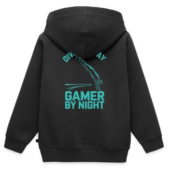 Kunstspringen Turmspringer Sprungbrett - Kinder Premium Organic Zip Hoodie - Schwarz - Hinten - AI Model Kid Male (0cm)