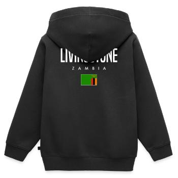 Livingstone Sambia - Kinder Premium Organic Zip Hoodie - Schwarz - Hinten - AI Model Kid Male (0cm)