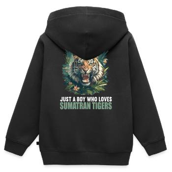 Sumatra-Tiger - Kinder Premium Organic Zip Hoodie - Schwarz - Hinten - AI Model Kid Male (0cm)
