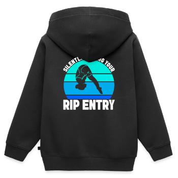 Kunstspringen Turmspringer Sprungbrett - Kinder Premium Organic Zip Hoodie - Schwarz - Hinten - AI Model Kid Male (0cm)