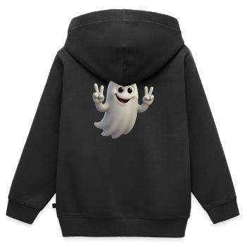 3D Render Cartoon Geister Design mit Peacezeichen - Kinder Premium Organic Zip Hoodie - Schwarz - Hinten - AI Model Kid Male (0cm)