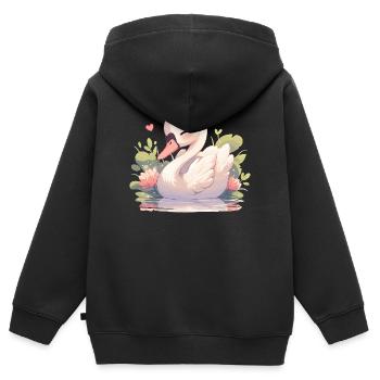 Schwäne Schwan - Kinder Premium Organic Zip Hoodie - Schwarz - Hinten - AI Model Kid Male (0cm)