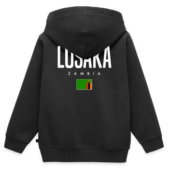 Lusaka Sambia - Kinder Premium Organic Zip Hoodie - Schwarz - Hinten - AI Model Kid Male (0cm)
