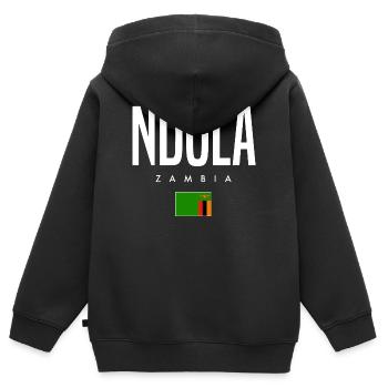 Ndola Sambia - Kinder Premium Organic Zip Hoodie - Schwarz - Hinten - AI Model Kid Male (0cm)