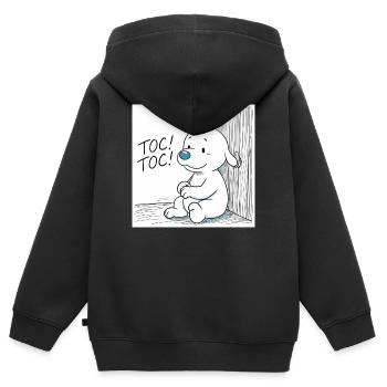 Idéfix Frappe Toc Toc Toc - Kinder Premium Organic Zip Hoodie - Schwarz - Hinten - AI Model Kid Male (0cm)