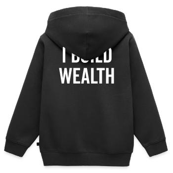 I Build Wealth - Kids Premium Organic Zip-up Hoodie - black - Back - AI Model Kid Male (0cm)