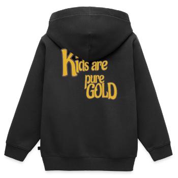 Les ENFANTS sont de l’OR pur - Sweat Premium à capuche zippé enfant bio - noir - Dos - AI Model Kid Male (0cm)
