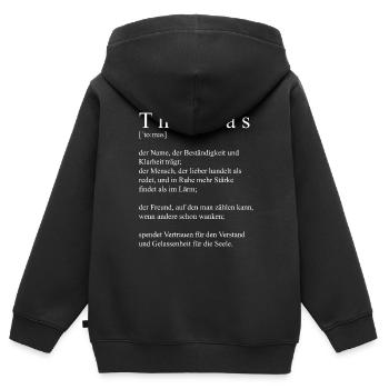Thomas Definition Typography - Kids Premium Organic Zip-up Hoodie - black - Back - AI Model Kid Male (0cm)