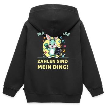 Mathe-Hase mit Taschenrechner und Tafel - Kinder Premium Organic Zip Hoodie - Schwarz - Hinten - AI Model Kid Male (0cm)