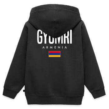 Gyumri Armenia - Kids Premium Organic Zip-up Hoodie - black - Back - AI Model Kid Male (0cm)