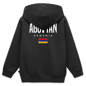 Abovyan, Armenia - Kids Premium Organic Zip-up Hoodie - black - Back - AI Model Kid Male (0cm)