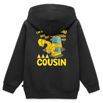 Excavator Child Ready Going To Be A Big Cousin - Kinder Premium Organic Zip Hoodie - Schwarz - Hinten - AI Model Kid Male (0cm)