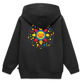 Lotusblüte Lotusblume Mandala - Kinder Premium Organic Zip Hoodie - Schwarz - Hinten - AI Model Kid Male (0cm)