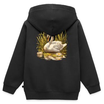 Schwäne Schwan - Kinder Premium Organic Zip Hoodie - Schwarz - Hinten - AI Model Kid Male (0cm)