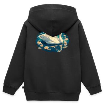 Schwäne Schwan - Kinder Premium Organic Zip Hoodie - Schwarz - Hinten - AI Model Kid Male (0cm)