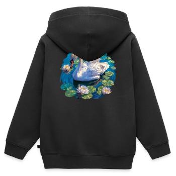 Schwäne Schwan - Kinder Premium Organic Zip Hoodie - Schwarz - Hinten - AI Model Kid Male (0cm)