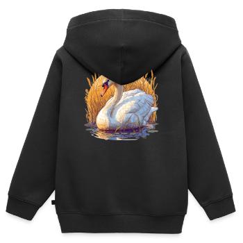 Schwäne Schwan - Kinder Premium Organic Zip Hoodie - Schwarz - Hinten - AI Model Kid Male (0cm)
