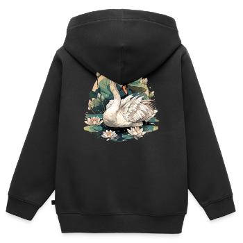 Schwäne Schwan - Kinder Premium Organic Zip Hoodie - Schwarz - Hinten - AI Model Kid Male (0cm)