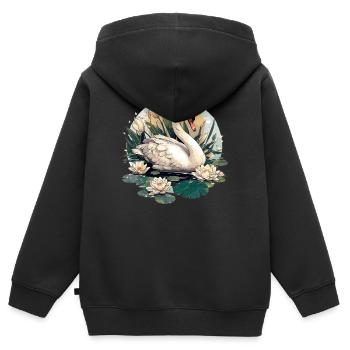 Schwäne Schwan - Kinder Premium Organic Zip Hoodie - Schwarz - Hinten - AI Model Kid Male (0cm)