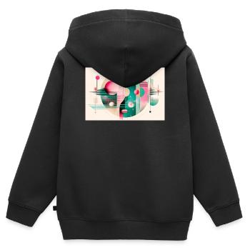 Abstrakte Komposition mit Farbflug - Kinder Premium Organic Zip Hoodie - Schwarz - Hinten - AI Model Kid Male (0cm)