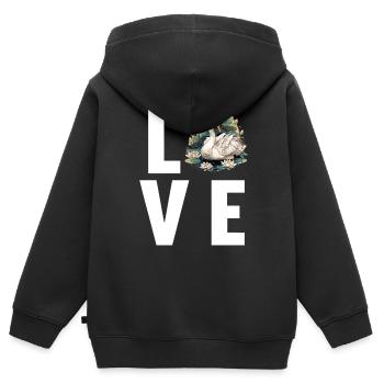 Schwäne Schwan - Kinder Premium Organic Zip Hoodie - Schwarz - Hinten - AI Model Kid Male (0cm)