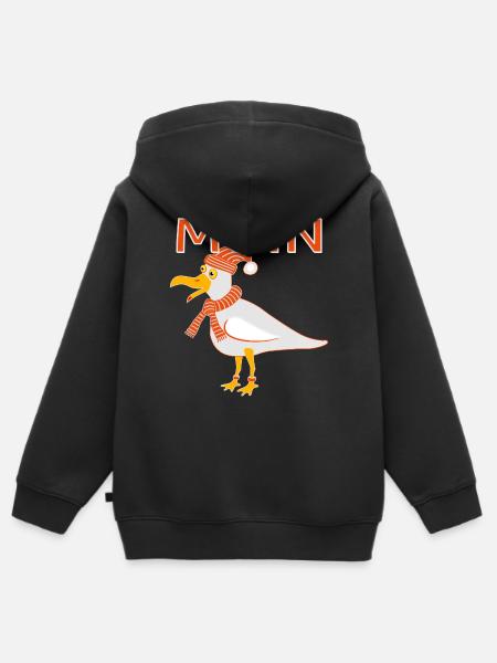Lustige Möwe mit Mütze - Kinder Premium Organic Zip Hoodie - Schwarz