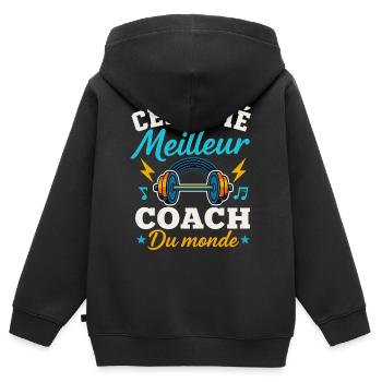 Certified Best Coach in the World - Kids Premium Organic Zip-up Hoodie - black - Back - AI Model Kid Male (0cm)