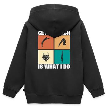 Kunstspringen Turmspringer Sprungbrett - Kinder Premium Organic Zip Hoodie - Schwarz - Hinten - AI Model Kid Male (0cm)