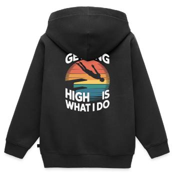 Kunstspringen Turmspringer Sprungbrett - Kinder Premium Organic Zip Hoodie - Schwarz - Hinten - AI Model Kid Male (0cm)