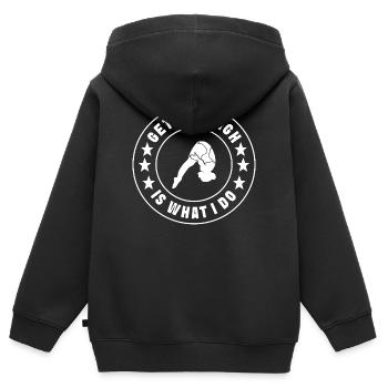 Kunstspringen Turmspringer Sprungbrett - Kinder Premium Organic Zip Hoodie - Schwarz - Hinten - AI Model Kid Male (0cm)