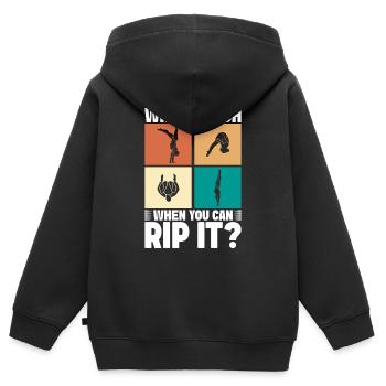 Kunstspringen Turmspringer Sprungbrett - Kinder Premium Organic Zip Hoodie - Schwarz - Hinten - AI Model Kid Male (0cm)