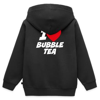 Ich liebe Bubble Tea - Kinder Premium Organic Zip Hoodie - Schwarz - Hinten - AI Model Kid Male (0cm)