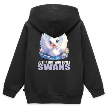 Schwäne Schwan - Kinder Premium Organic Zip Hoodie - Schwarz - Hinten - AI Model Kid Male (0cm)