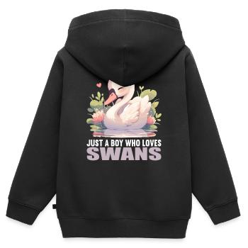 Schwäne Schwan - Kinder Premium Organic Zip Hoodie - Schwarz - Hinten - AI Model Kid Male (0cm)