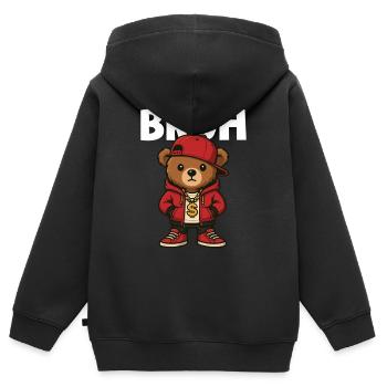 Bruh Klassischer Hip Hop Ausdruck 90er Jahre Street Vibe - Kinder Premium Organic Zip Hoodie - Schwarz - Hinten - AI Model Kid Male (0cm)