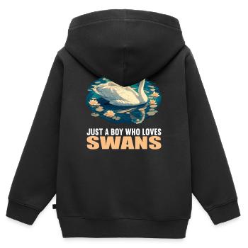 Schwäne Schwan - Kinder Premium Organic Zip Hoodie - Schwarz - Hinten - AI Model Kid Male (0cm)