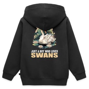 Schwäne Schwan - Kinder Premium Organic Zip Hoodie - Schwarz - Hinten - AI Model Kid Male (0cm)