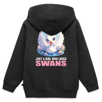 Schwäne Schwan - Kinder Premium Organic Zip Hoodie - Schwarz - Hinten - AI Model Kid Male (0cm)