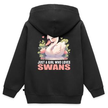 Schwäne Schwan - Kinder Premium Organic Zip Hoodie - Schwarz - Hinten - AI Model Kid Male (0cm)