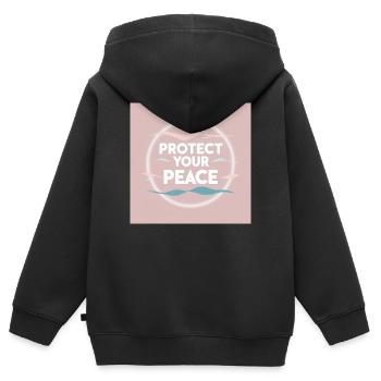 Schutz des Friedens - Kinder Premium Organic Zip Hoodie - Schwarz - Hinten - AI Model Kid Male (0cm)