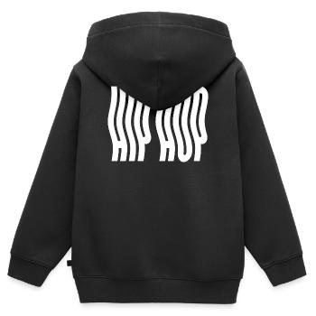 Hip Hop Flüssigkeit gewelltes Logo - Kinder Premium Organic Zip Hoodie - Schwarz - Hinten - AI Model Kid Male (0cm)